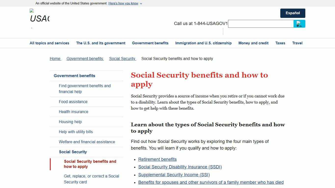 Social Security benefits and how to apply USAGov